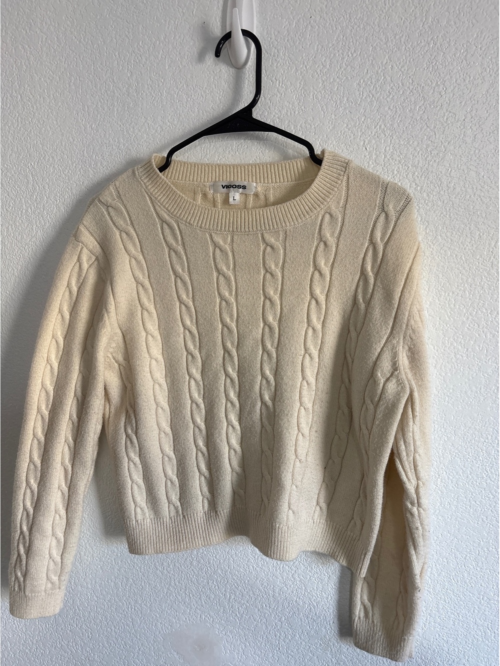 Vigoss Women's Cream Cable Knit Sweater Size Large
